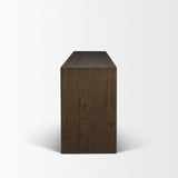 Belford Dark Brown Oak Wood Console Table by Mercana at Eve Furniture