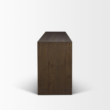 Belford Dark Brown Oak Wood Console Table by Mercana at Eve Furniture