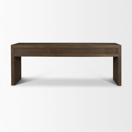 Belford Dark Brown Oak Wood Console Table by Mercana at Eve Furniture