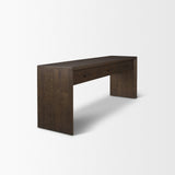 Belford Dark Brown Oak Wood Console Table by Mercana at Eve Furniture