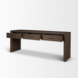 Belford Dark Brown Oak Wood Console Table by Mercana at Eve Furniture