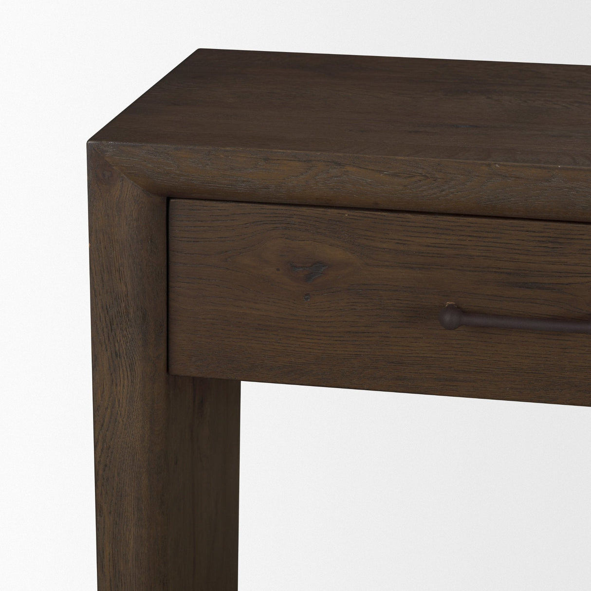 Belford Dark Brown Oak Wood Console Table by Mercana at Eve Furniture