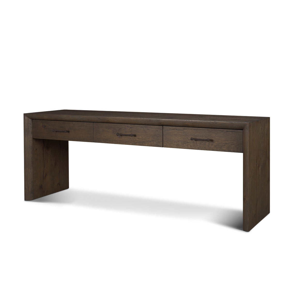 Belford Dark Brown Oak Wood Console Table by Mercana at Eve Furniture