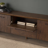 Belford Dark Brown Oak Wood Media Console by Mercana at Eve Furniture