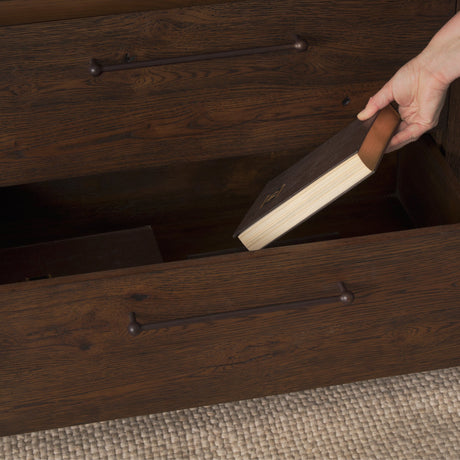 Belford Dark Brown Oak Wood Media Console by Mercana at Eve Furniture