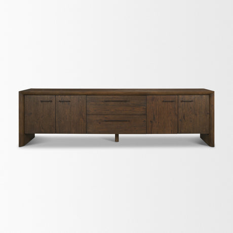 Belford Dark Brown Oak Wood Media Console by Mercana at Eve Furniture