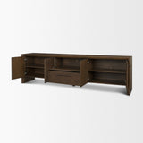 Belford Dark Brown Oak Wood Media Console by Mercana at Eve Furniture