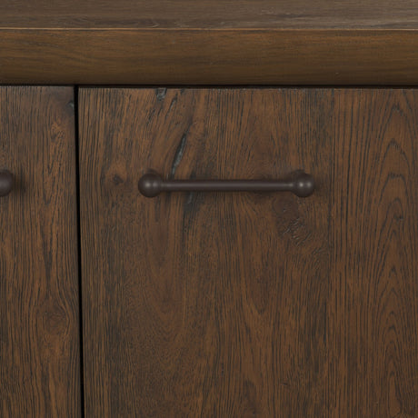 Belford Dark Brown Oak Wood Media Console by Mercana at Eve Furniture