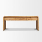 Belford Light Brown Oak Wood Console Table by Mercana at Eve Furniture