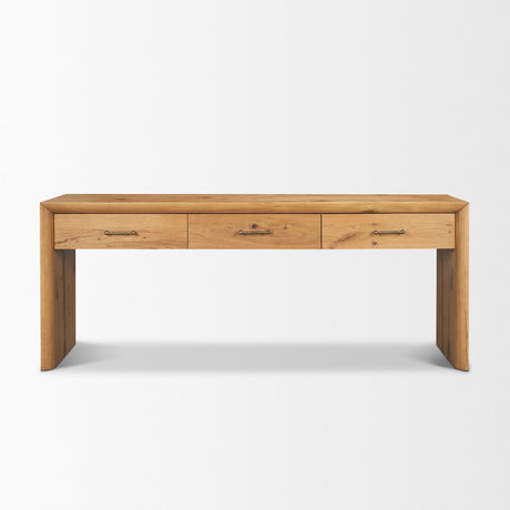 Belford Light Brown Oak Wood Console Table by Mercana at Eve Furniture