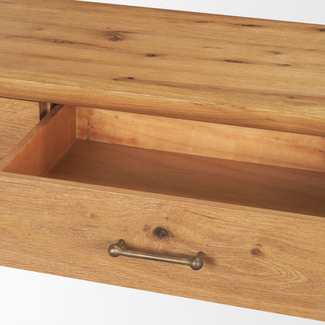 Belford Light Brown Oak Wood Console Table by Mercana at Eve Furniture