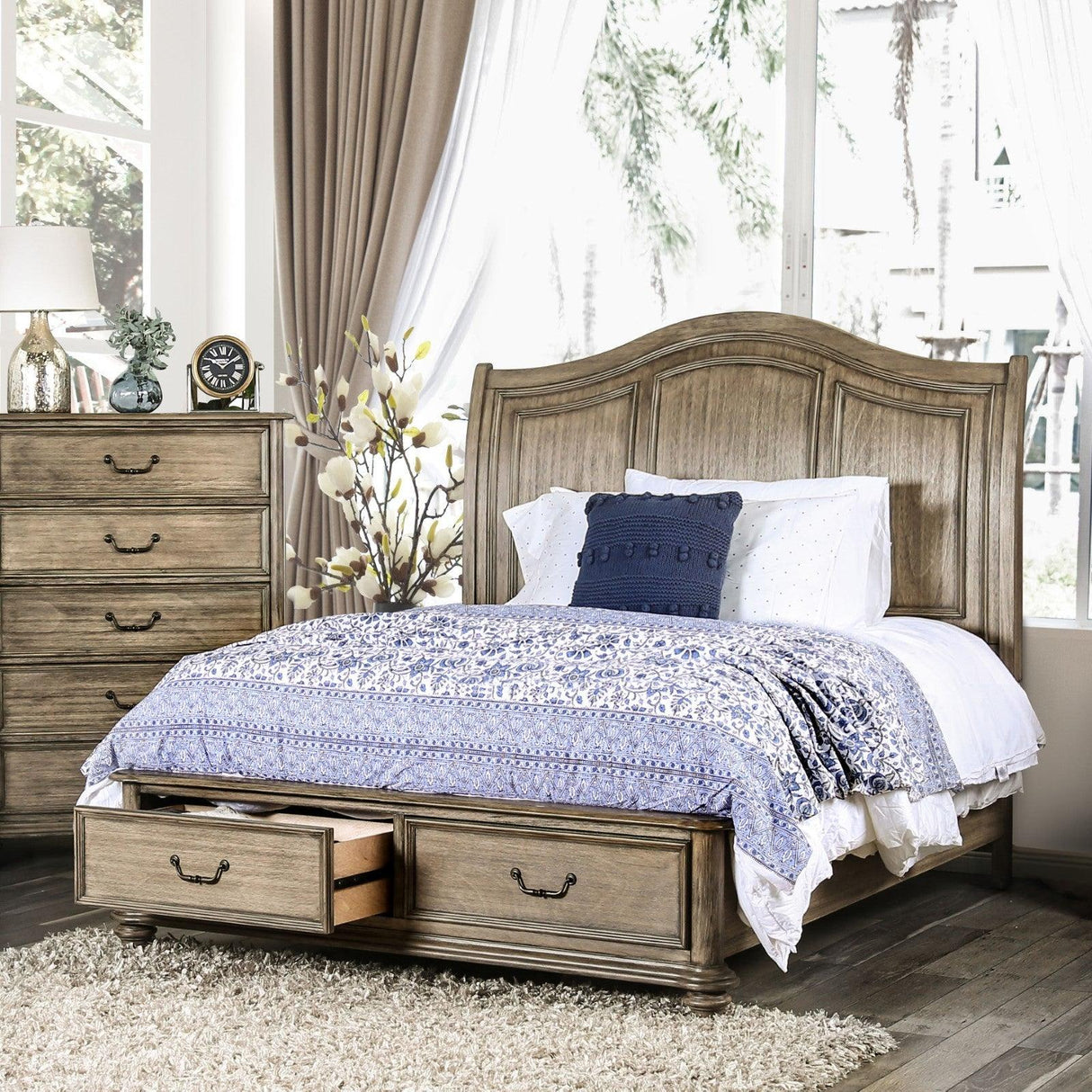 Belgrade Rustic Natural Tone King Storage Platform Bed by Furniture of America at Eve Furniture