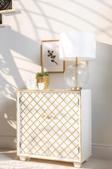 Belinda White/Gold 2-Door Accent Cabinet