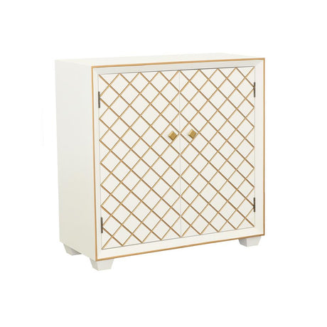 Belinda White/Gold 2-Door Accent Cabinet