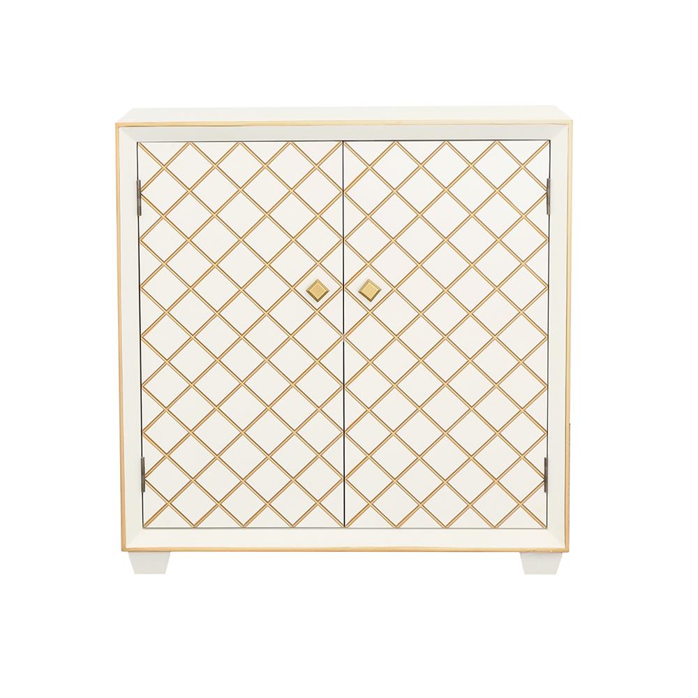 Belinda White/Gold 2-Door Accent Cabinet