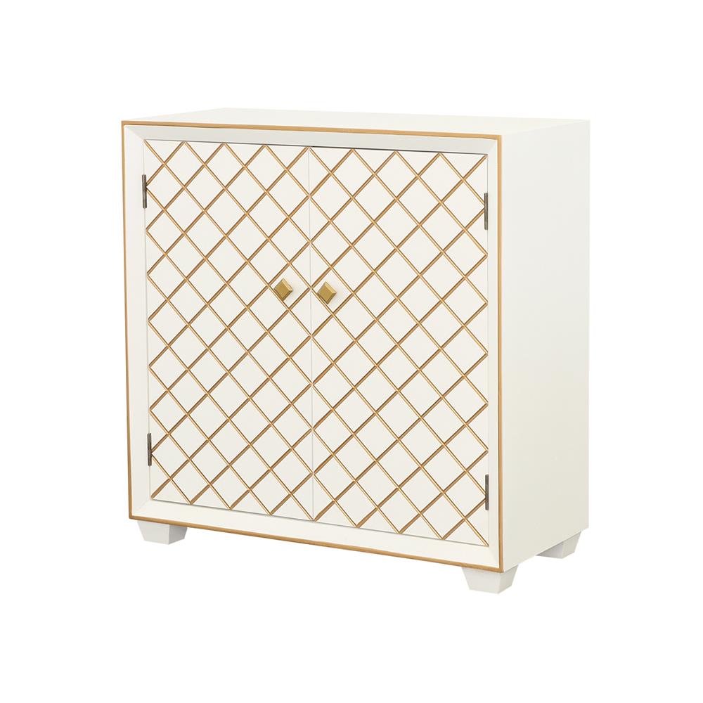 Belinda White/Gold 2-Door Accent Cabinet