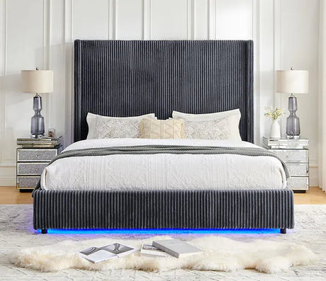 Belinda Grey King Platform Bed by New Era Innovations at Eve Furniture