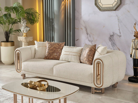 Bella Cream 3-pieces (Sofa & Loveseat & Chair) Living Room Set by Furnia at Eve Furniture