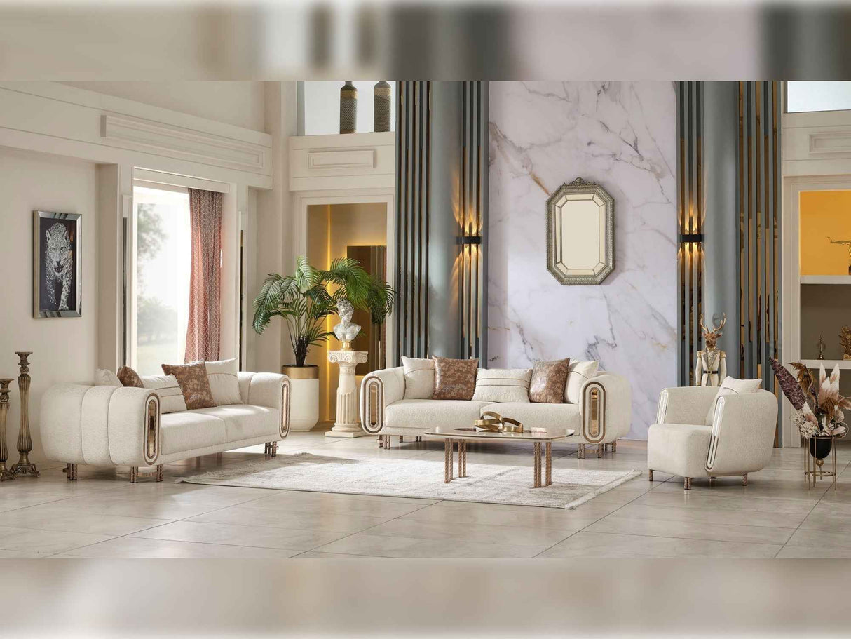 Bella Cream 3-pieces (Sofa & Loveseat & Chair) Livingroom Set