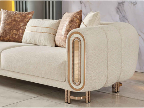 Bella Cream Stationary Sofa by Furnia at Eve Furniture