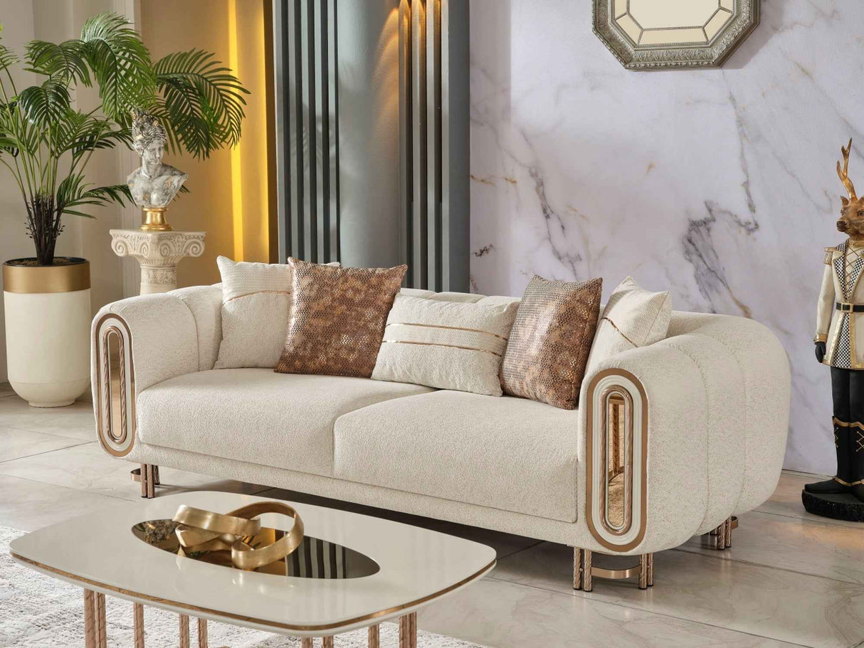 Bella Cream Stationary Sofa by Furnia at Eve Furniture
