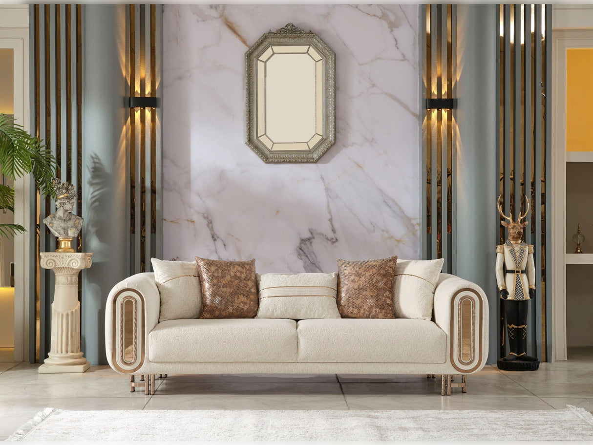 Bella Cream Stationary Sofa by Furnia at Eve Furniture