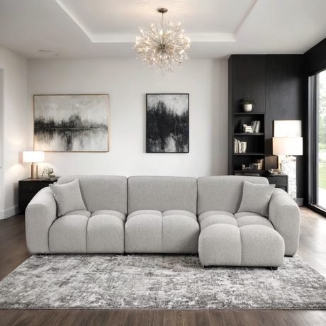 Bella Gray Boucle Fabric Sectional by Happy Homes at Eve Furniture