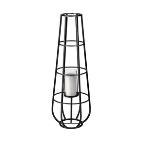 Bella Large Black Metal Cylindrical Cage Candle Holder Lantern by Mercana at Eve Furniture