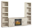 Bellaby Whitewash 3-Piece Entertainment Center with Electric Fireplace by Ashley at Eve Furniture