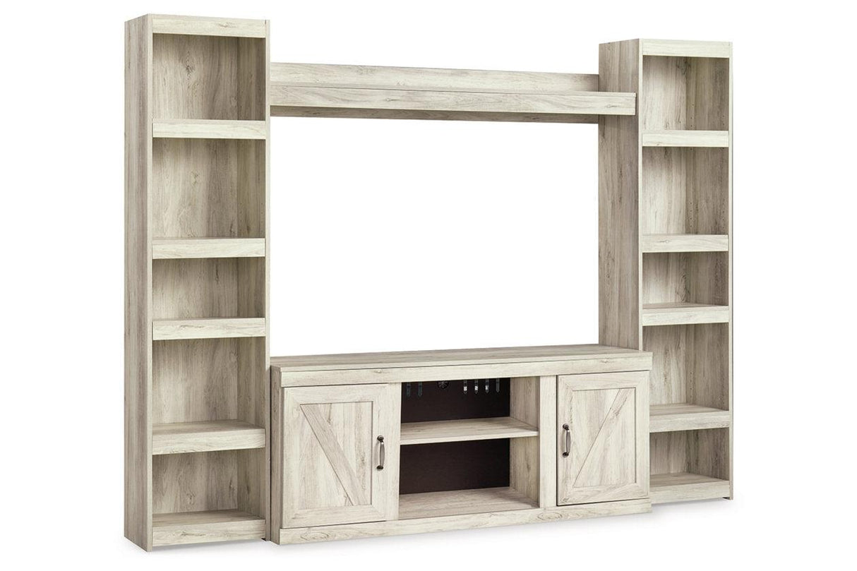 Bellaby Whitewash 4-Piece Entertainment Center by Ashley at Eve Furniture