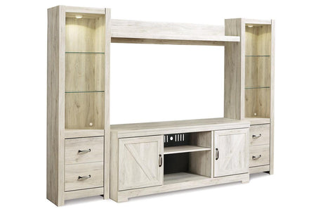 Bellaby Whitewash 4-Piece Entertainment Center by Ashley at Eve Furniture