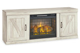 Bellaby Whitewash 4-Piece Entertainment Center with Electric Fireplace by Ashley at Eve Furniture
