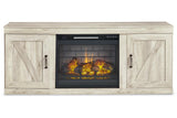 Bellaby Whitewash 4-Piece Entertainment Center with Electric Fireplace by Ashley at Eve Furniture