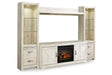 Bellaby Whitewash 4-Piece Entertainment Center with Electric Fireplace by Ashley at Eve Furniture