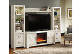 Bellaby Whitewash 4-Piece Entertainment Center with Fireplace by Ashley at Eve Furniture