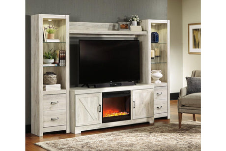 Bellaby Whitewash 4-Piece Entertainment Center with Fireplace by Ashley at Eve Furniture