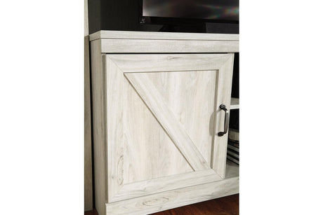 Bellaby Whitewash 63" TV Stand with Electric Fireplace by Ashley at Eve Furniture