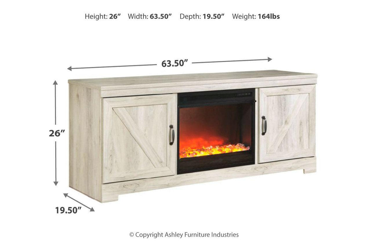 Bellaby Whitewash 63" TV Stand with Fireplace by Ashley at Eve Furniture
