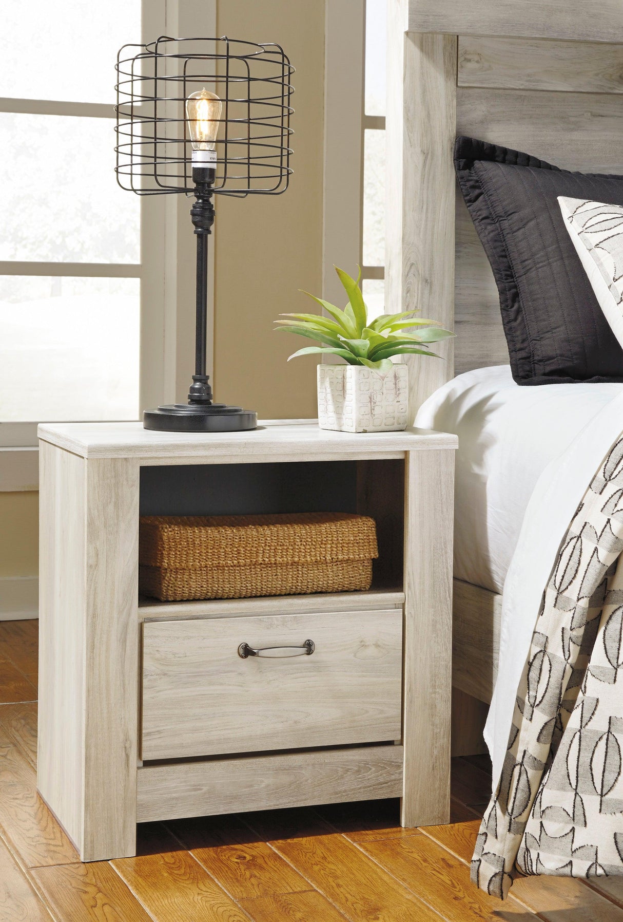 Bellaby Whitewash Footboard Storage Platform Bedroom Set by Ashley at Eve Furniture