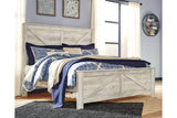 Bellaby Whitewash King Crossbuck Panel Bed by Ashley at Eve Furniture
