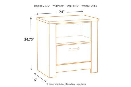 Bellaby Whitewash Nightstand by Ashley at Eve Furniture
