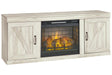Bellaby Whitewash TV Stand with Electric Fireplace by Ashley at Eve Furniture