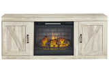 Bellaby Whitewash TV Stand with Electric Fireplace by Ashley at Eve Furniture