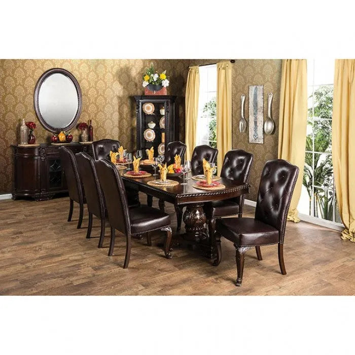 Bellagio Brown Cherry Fabric 7-Piece Dining Room Set by Furniture of America at Eve Furniture