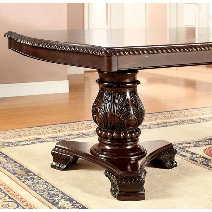 Bellagio Brown Cherry Fabric 7-Piece Dining Room Set by Furniture of America at Eve Furniture