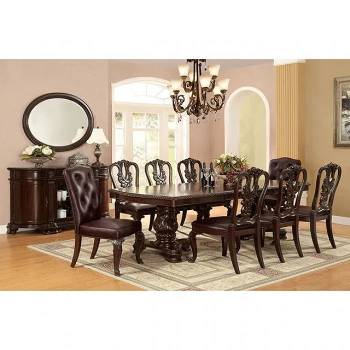 Bellagio Brown Cherry Fabric 7-Piece Dining Room Set by Furniture of America at Eve Furniture