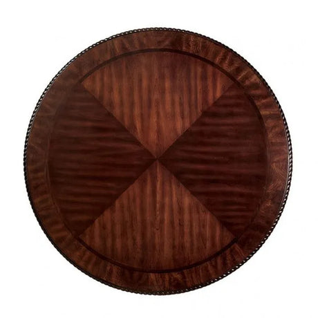 Bellagio Round Brown Cherry Leather 5-Piece Dining Room Set by Furniture of America at Eve Furniture
