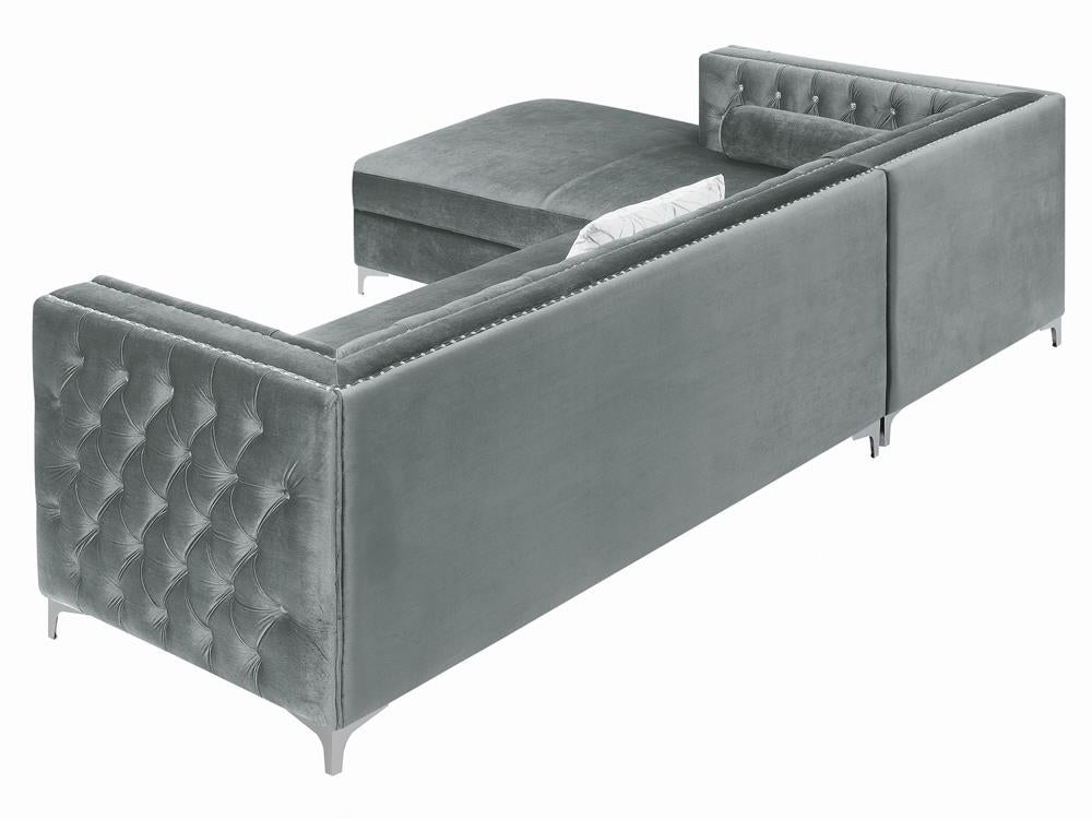 Bellaire Button-Tufted Upholstered Sectional Silver