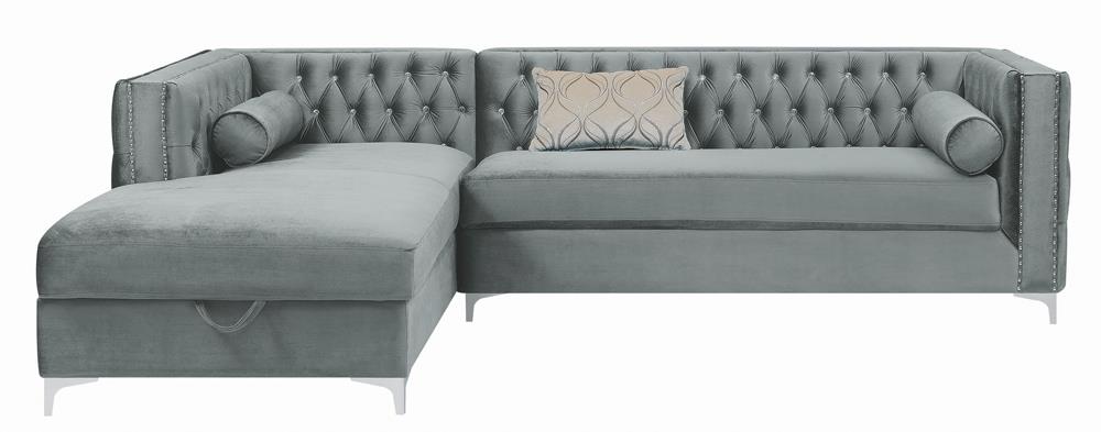 Bellaire Button-Tufted Upholstered Sectional Silver