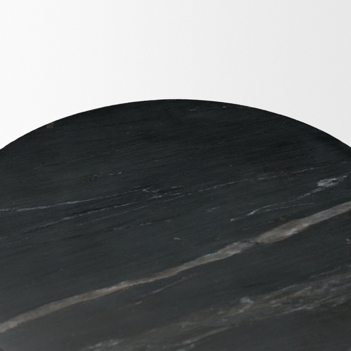 Bellancia Nero Black Marquina Marble Pedestal Side Table by Mercana at Eve Furniture